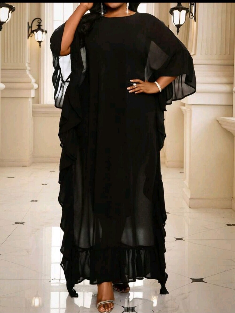 Black Ruffled Maxi Skirt - Women Skirts PLUS SIZES